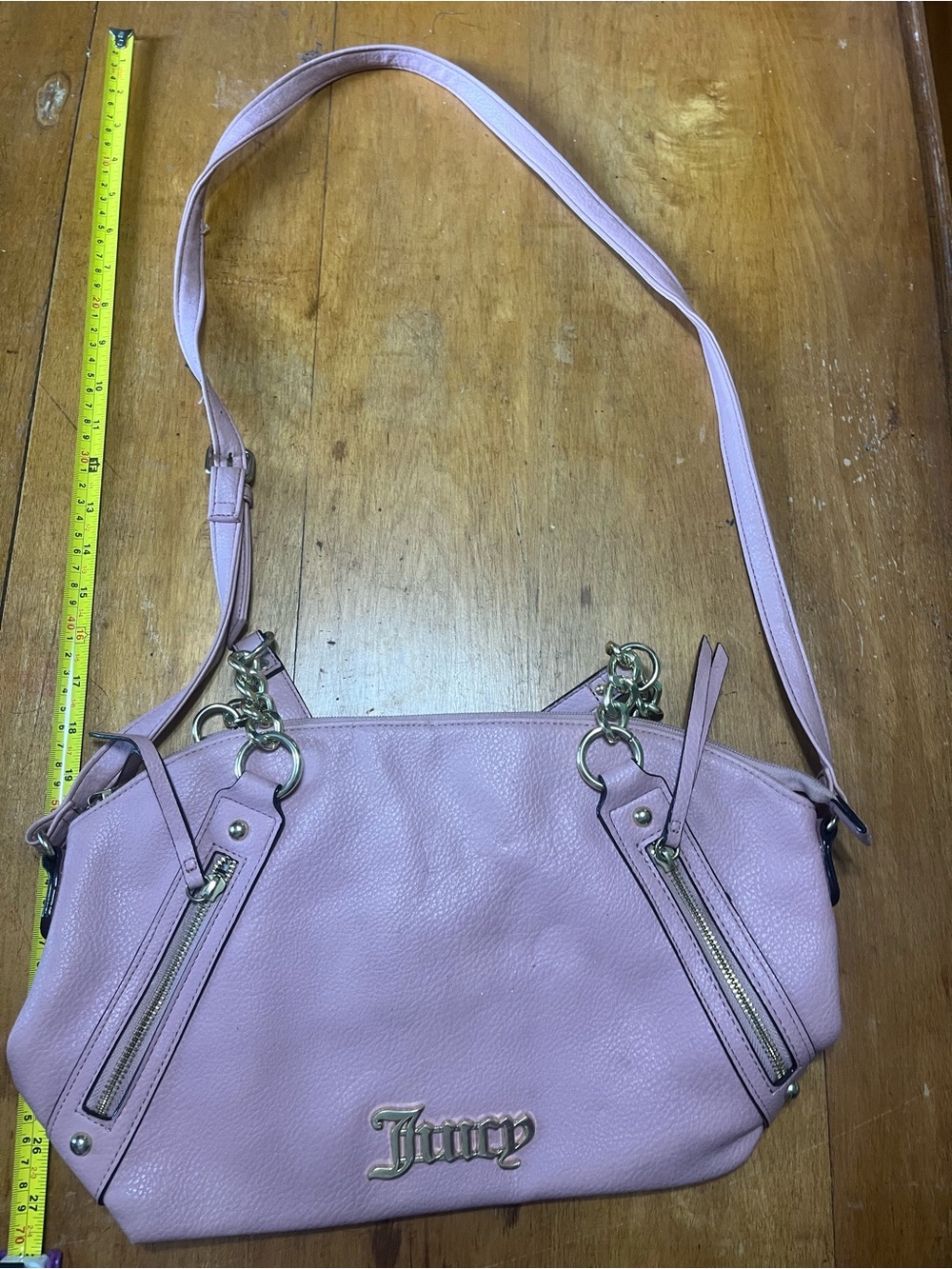 Juicy Couture pink Leather Shoulder Bag with Gold Hardware